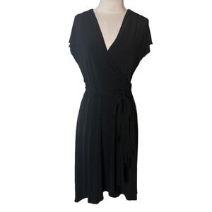 Vicky Tiel black wrap dress short sleeve sz S
